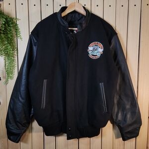 Varsity Jacket Black With Route 66 And Live To Ride Patches